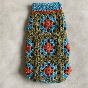 Dog Sweater XS Crochet Green, Blue, Rust Handmade Teacup, Chihuahua, Yorkie